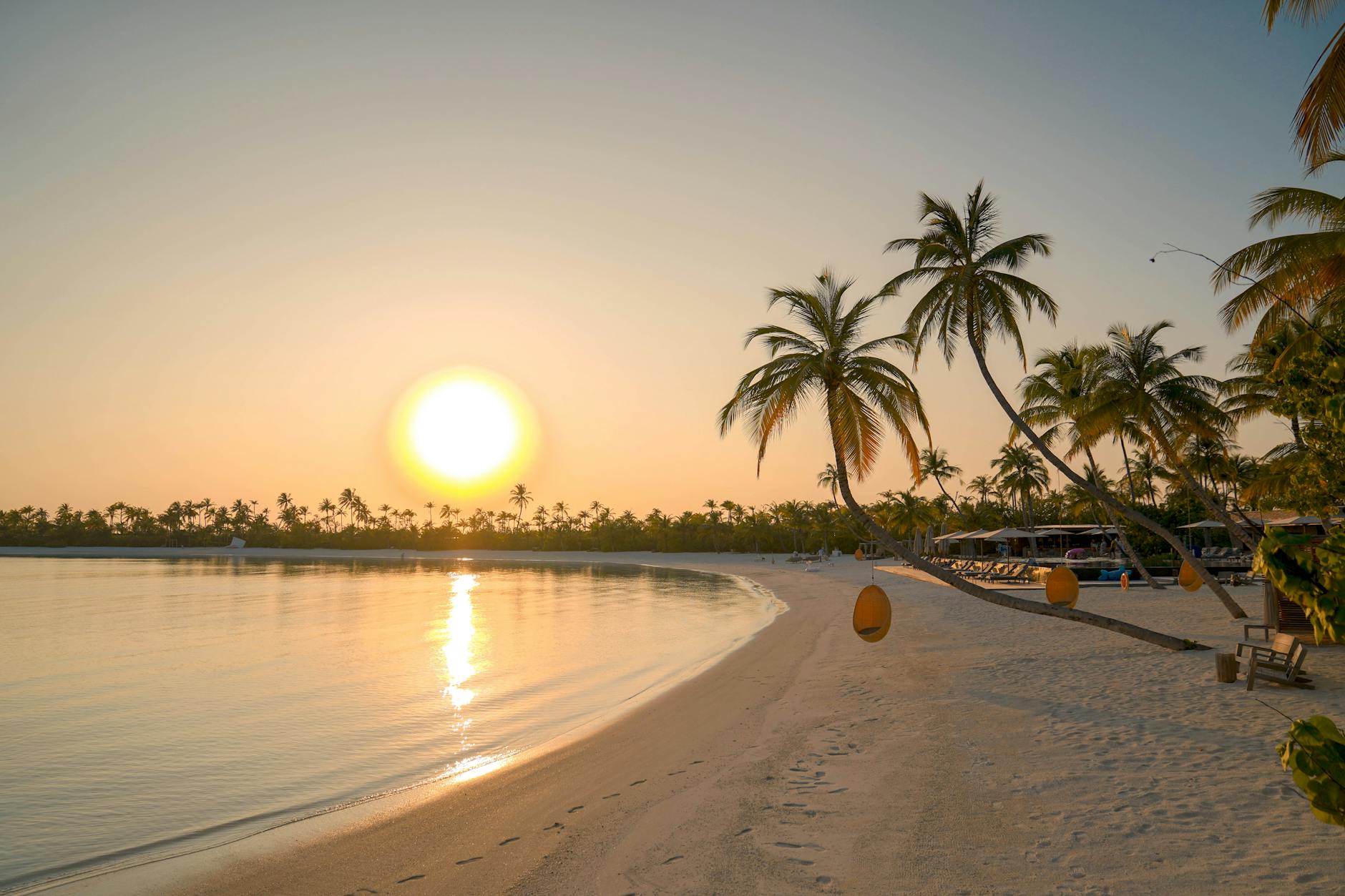 tropical beach at sunset